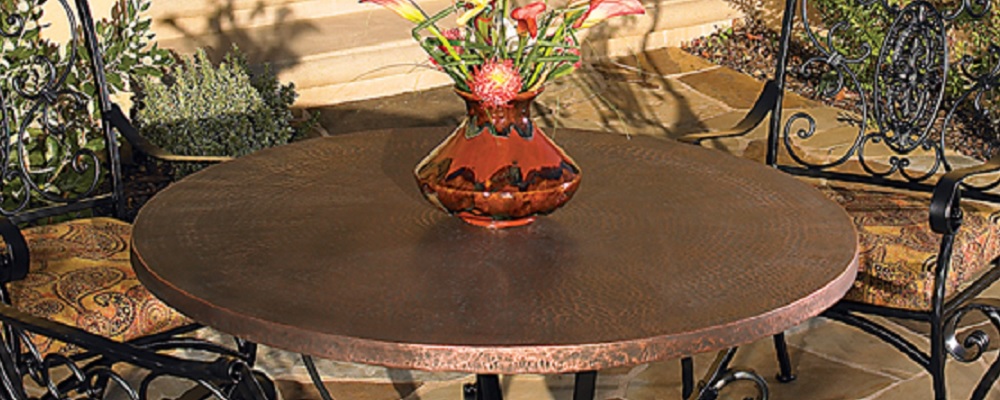 Hammered Copper Table Tops by O.W. Lee
